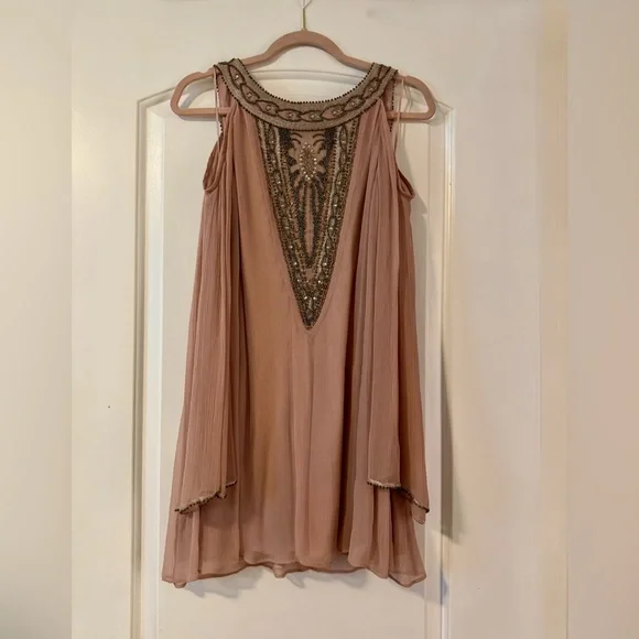Free People Luna Pink Embellished  Mini Dress - Picture 2 of 10